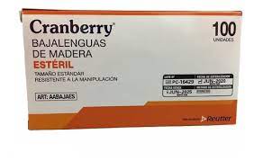 Cranberry Bajalenguas Estéril de Madera | Caja x 100 unidades