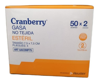 Cranberry Gasa No Tejida Estéril 7,5x7,5 cm | Caja 50 sobres x 2 unidades