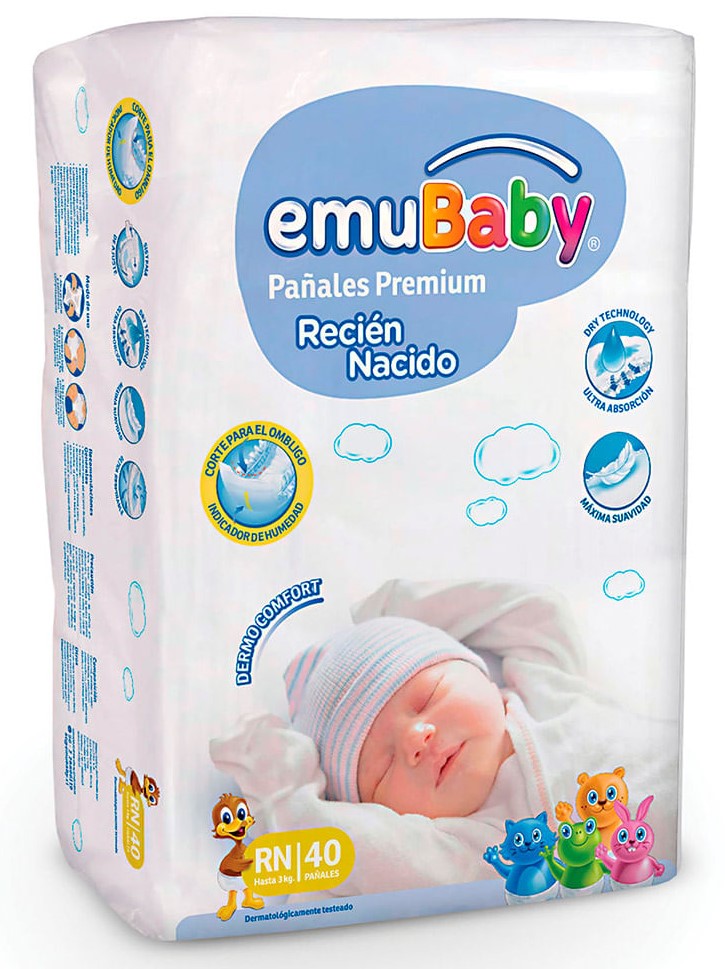 Emubaby Pañales Premium Talla RN | 40 un