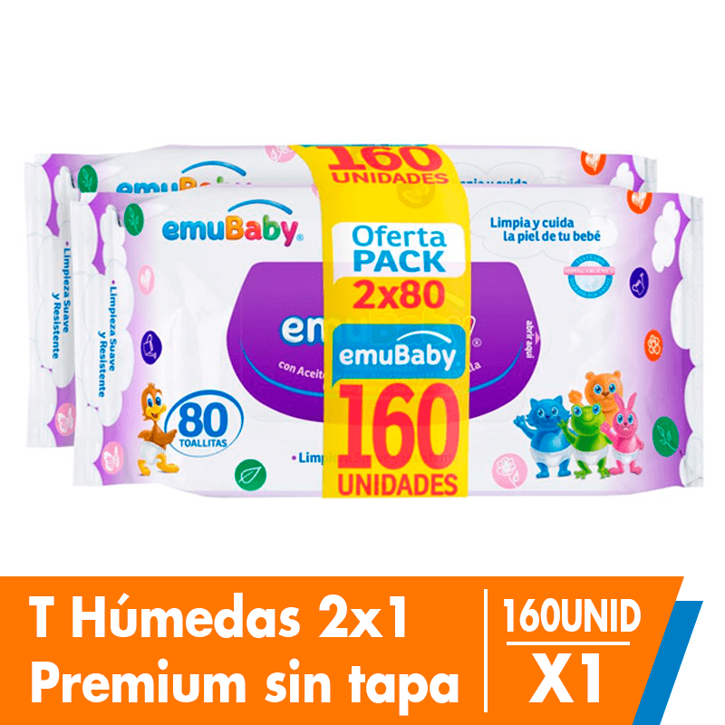 Emuwipes  Toallitas 80 un x 2 Sin Tapa