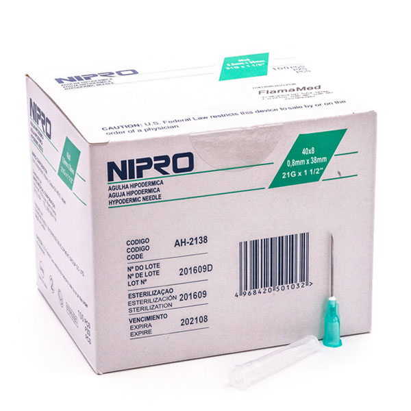 NIPRO AGUJA HIPODERMICA 21G x 11/2 CAJA 100 UN