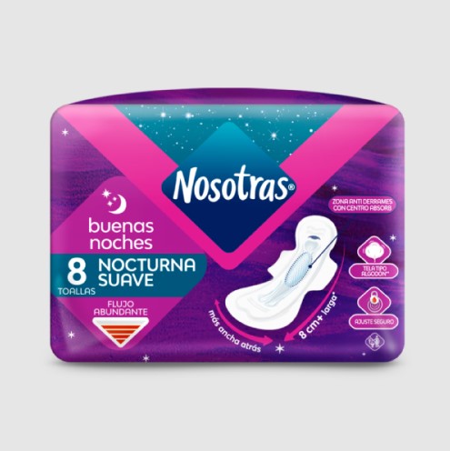 Toallas Nosotras Buenas Noches Tela Suave | 8 Unidades