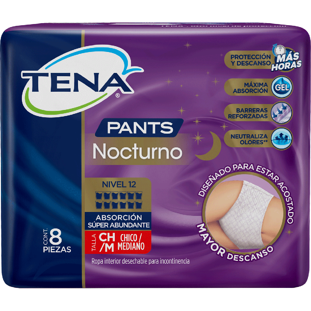 TENA PANTS M NOCTURNO 8 UN