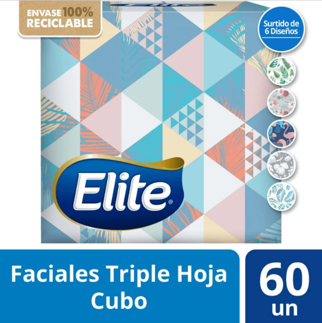 ELITE PAÑUELOS FACIALES DISEÑO TRIPLE HOJA 60UN