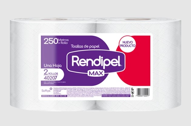 Rendipel Toalla de Papel  Max 250 mts | Pack 2 Rollos