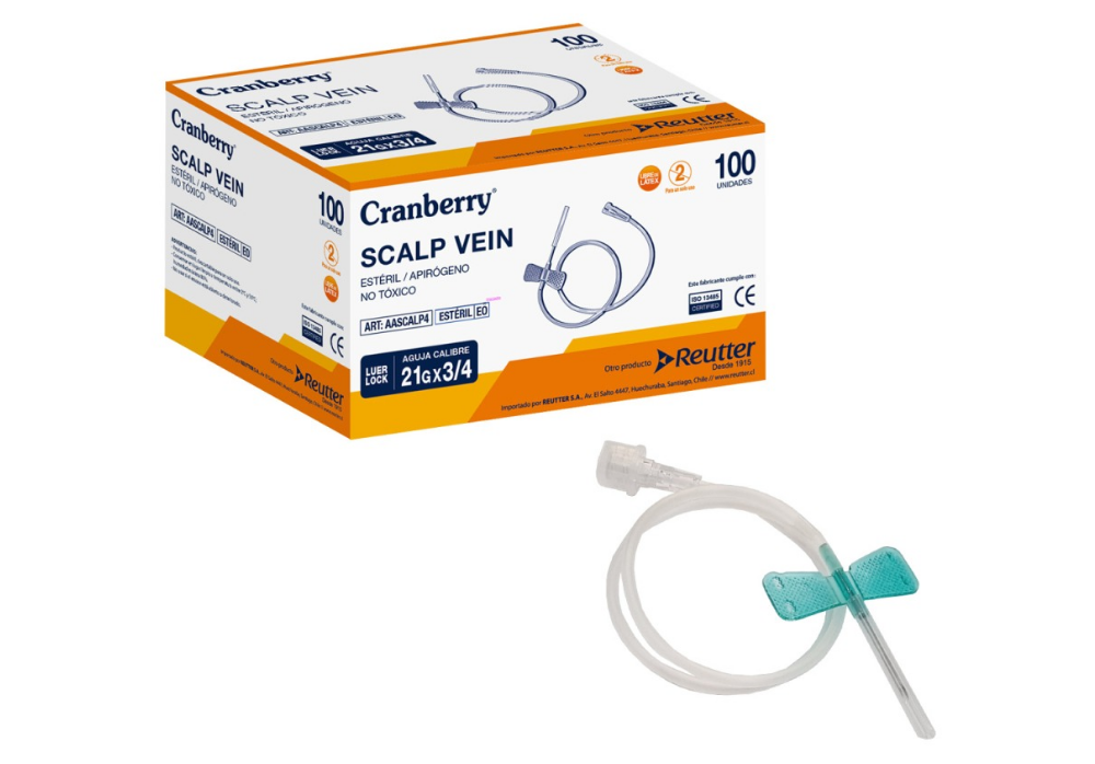 CRANBERRY SCALP VEIN 21G x 3/4 UNIDAD