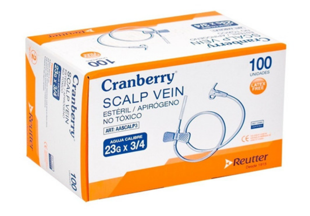 CRANBERRY SCALP VEIN 23G x 3/4 UNIDAD