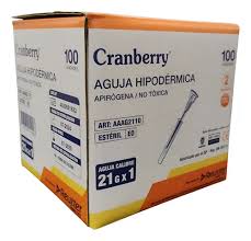 Cranberry Aguja Hipodérmica 21G x 1 I Caja 100 Unidades