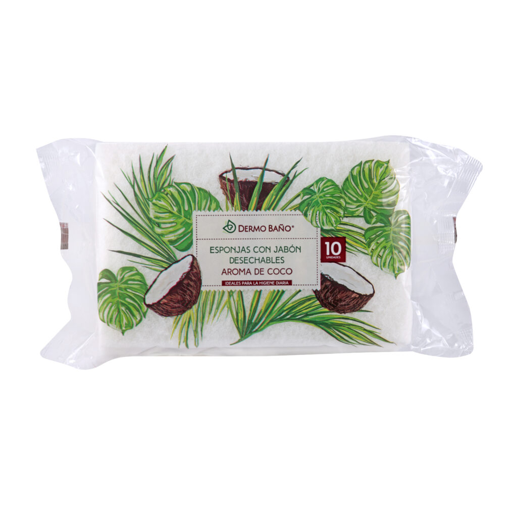 Esponjas Jabonosas Aroma Coco | Pack 10 un