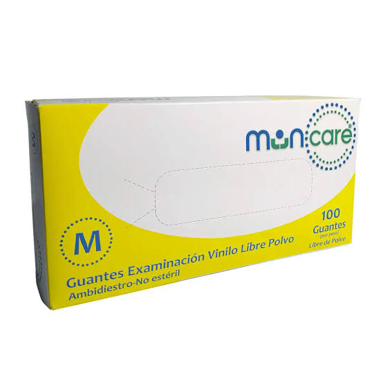 Muncare Guante de Vinilo Talla M | Caja 100 unidades
