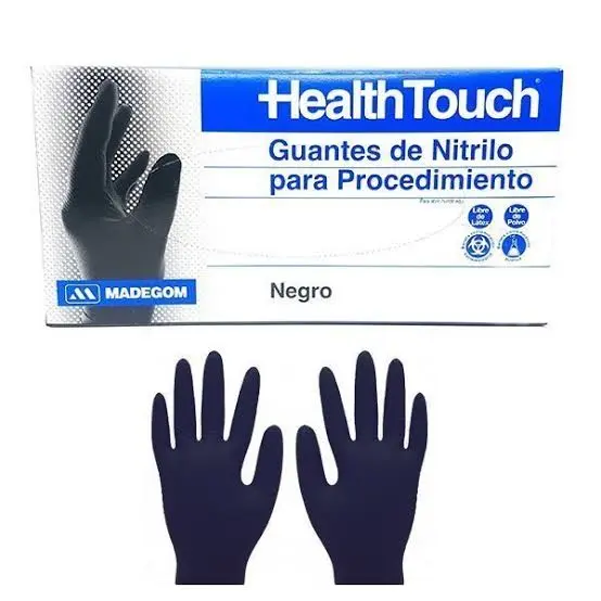 HealthTouch Guante de Nitrilo Negro Talla XL | 100 un