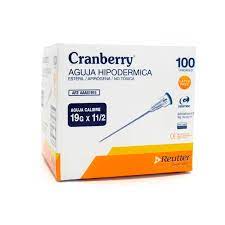 CRANBERRY AGUJA HIPODERMICA 19G X 1 1/2'' CAJA x 100