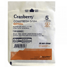 [AACOMGES] CRANBERRY COMPRESA DE GASA CON CINTA RADIOPACA 45x45 5 UN ESTERIL