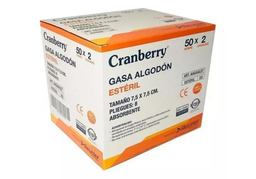 [AAGAALE7] CRANBERRY CAJA GASA  ALGODON ESTERIL 7,5X7,5 50X2 UN