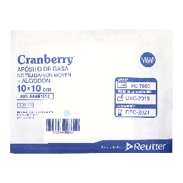 [AAAN1010] CRANBERRY APOSITO GASA NO TEJIDA +ALGODON ESTERIL 10X10 UN